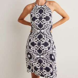 Boden *NEW Navy Blue Feminine Bloomsbury Coastal Boho Back Tie Dress Size 16-18